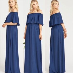 Show Me Your MuMu Off-Shoulder Blue Maxi Dress